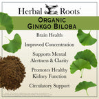 Herbal Roots Ginkgo Biloba Organic Herbal Supplement

