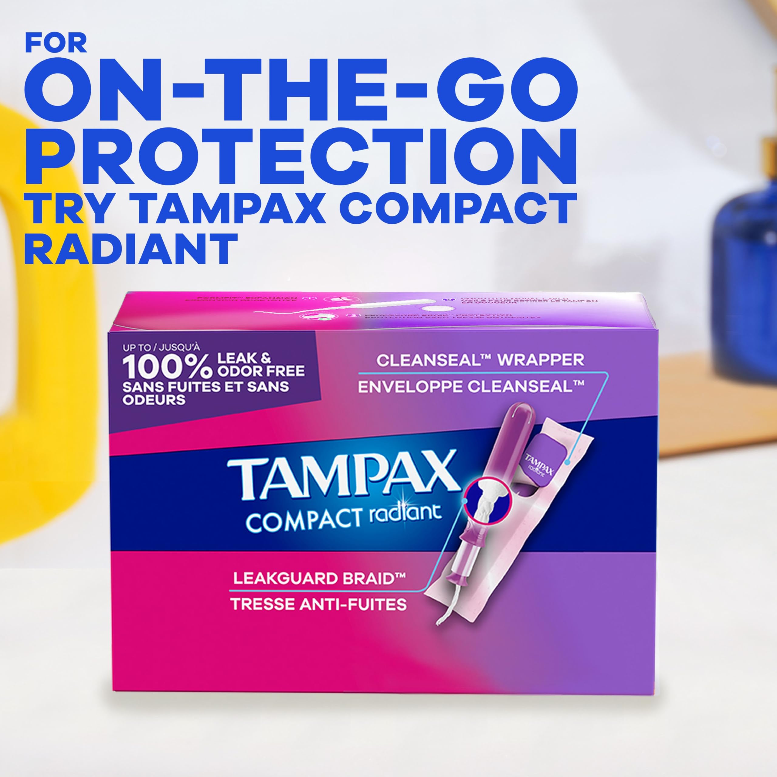 Tampax Radiant Tampons Unscented | LeakGuard Braid

