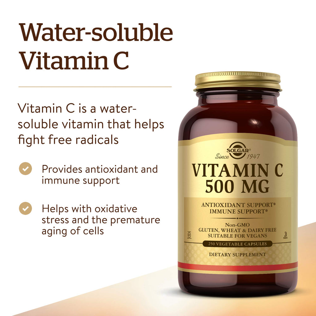 Solgar Vitamin C 500 mg Vegetable Capsules | Immune Support

