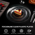 FOCUSLINE Clear Plastic Plates Heavy Duty Disposable

