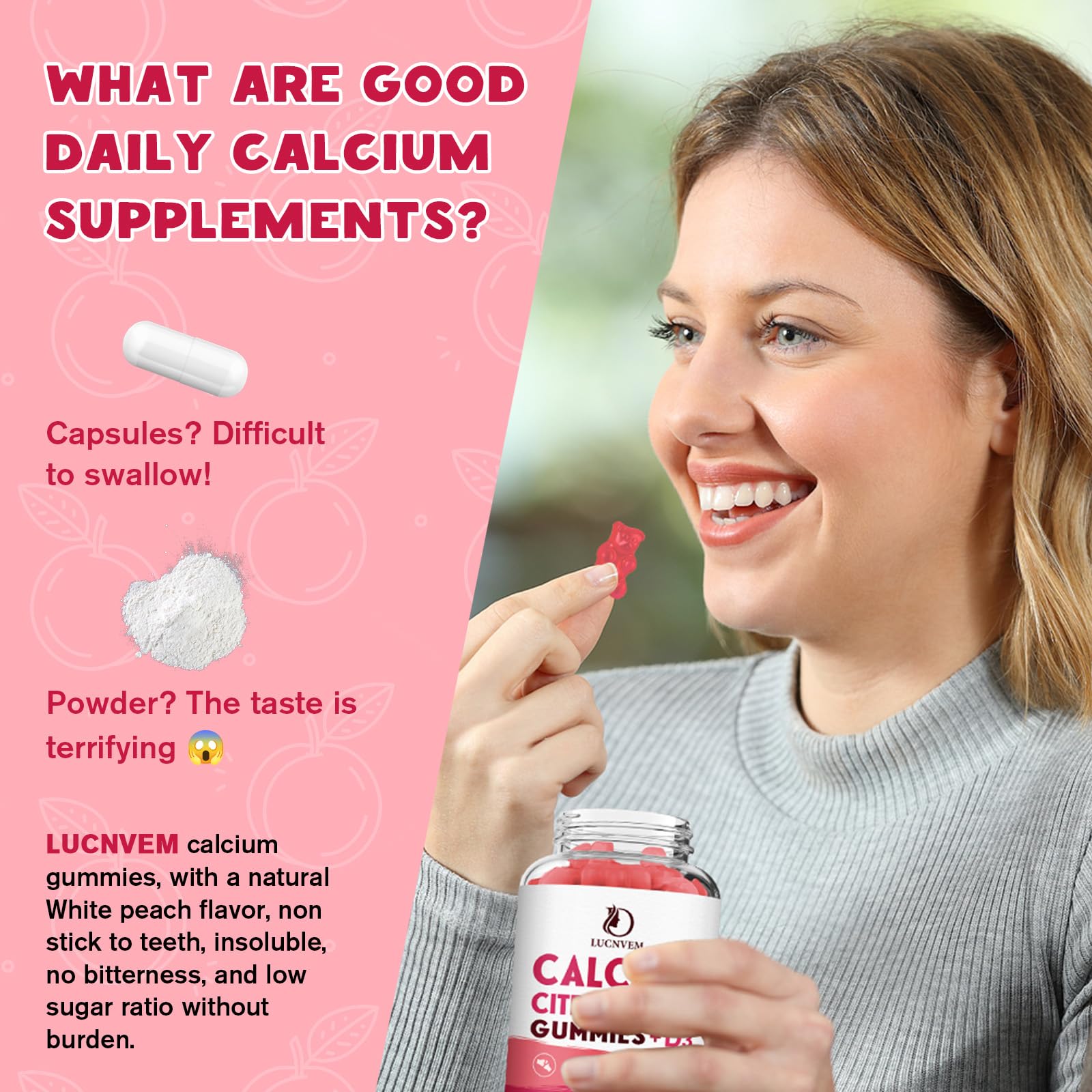 LUCNVEM Calcium Citrate Gummies with Vitamin D3 & K2

