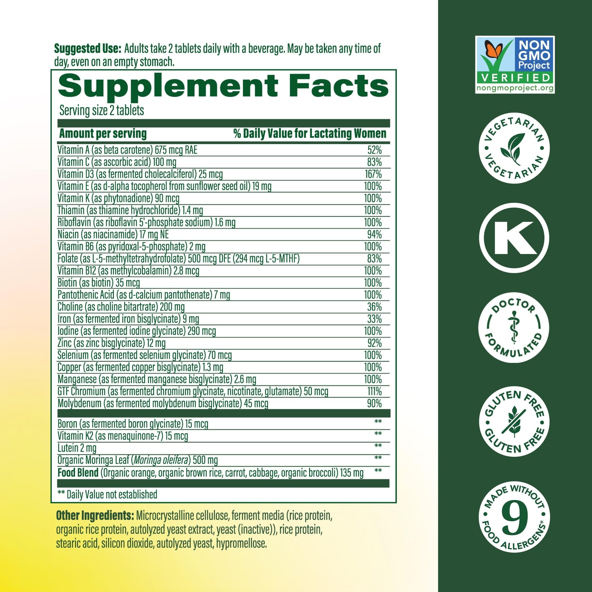 MegaFood Baby & Me 2 Postnatal Vitamins - Lactation Support

