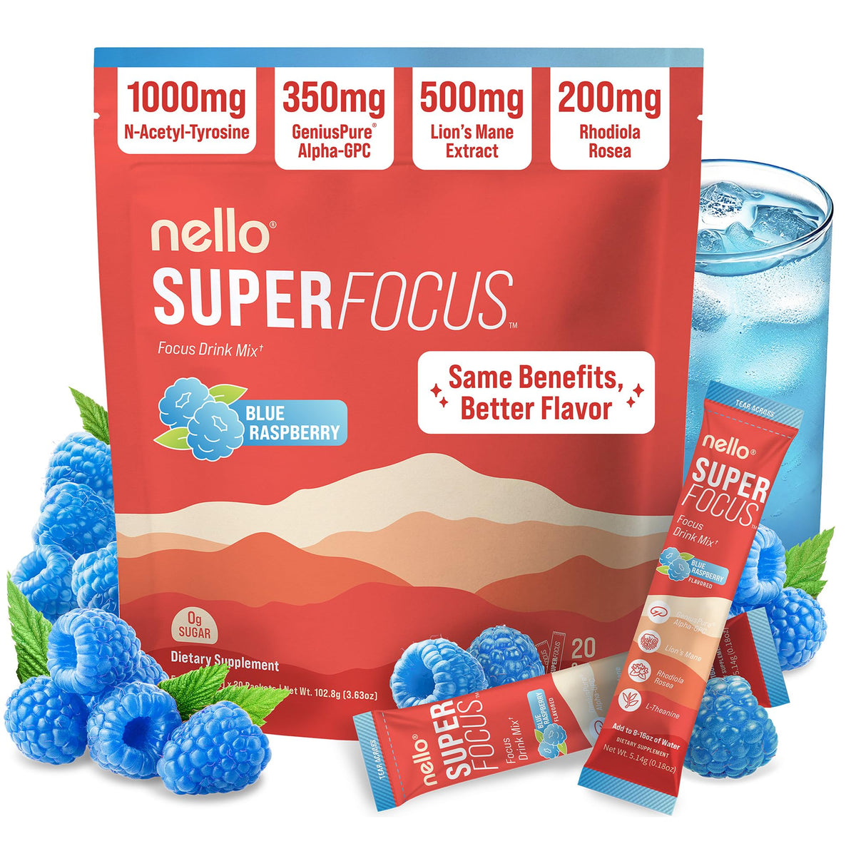 Nello Superfocus Nootropic Drink Mix for Focus and Clarity