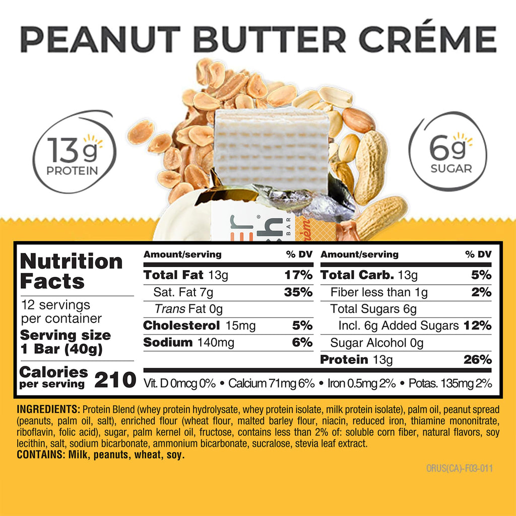 Power Crunch Protein Energy Wafer Bars Peanut Butter Creme, 1.4 Ounce (12 Count)
