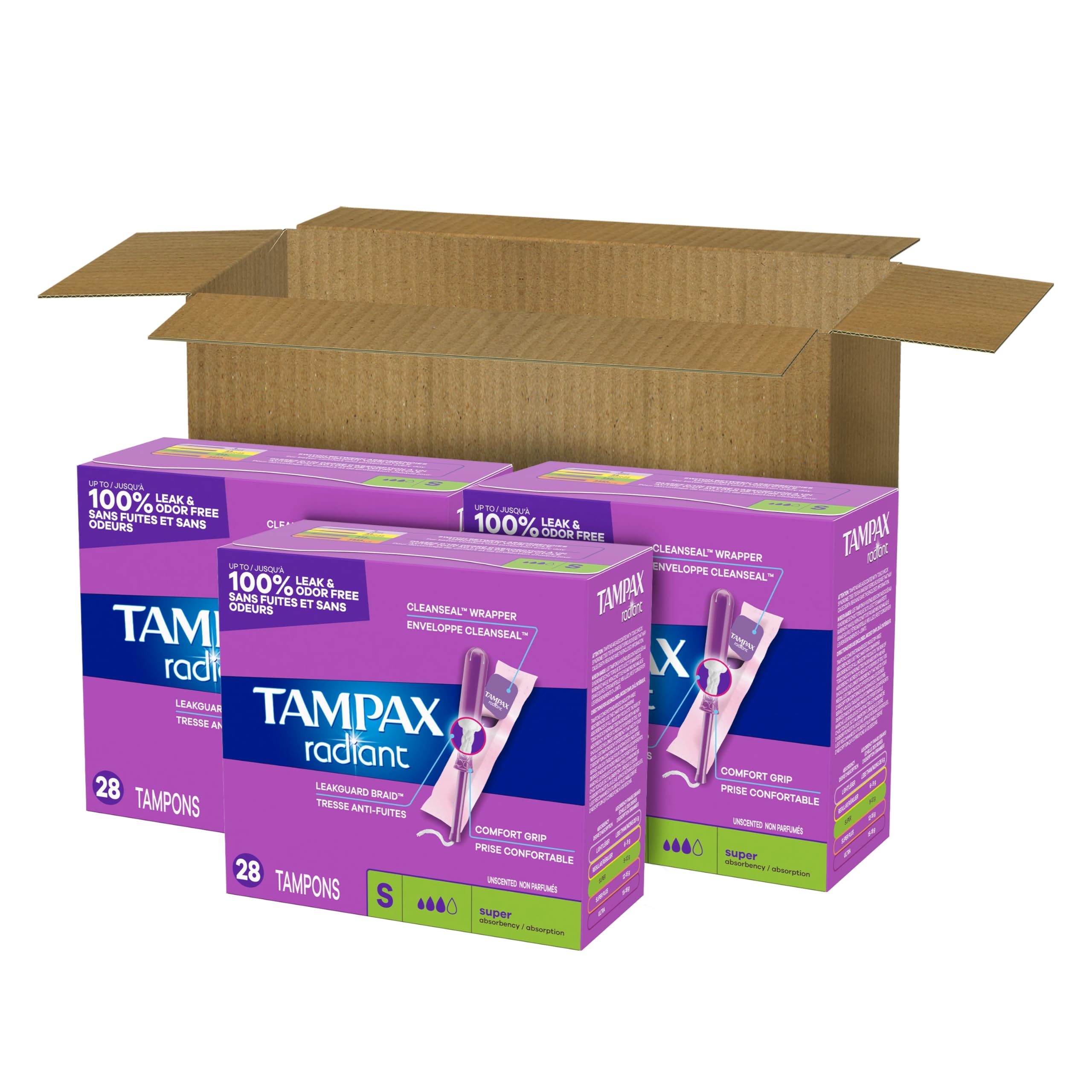 Tampax Radiant Tampons with LeakGuard Braid | Protection

