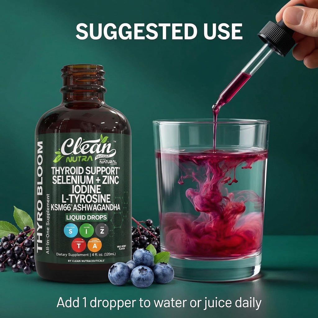 Clean Nutra ThyroBloom Thyroid Support for Women Liquid Drops

