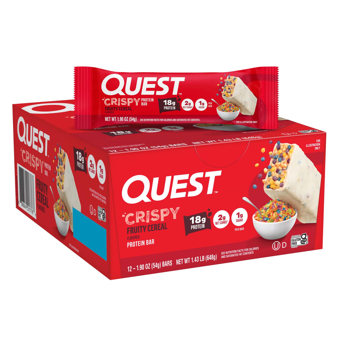 Quest Crispy Protein Bar, 18g Protein, Gluten Free, Keto Friendly
