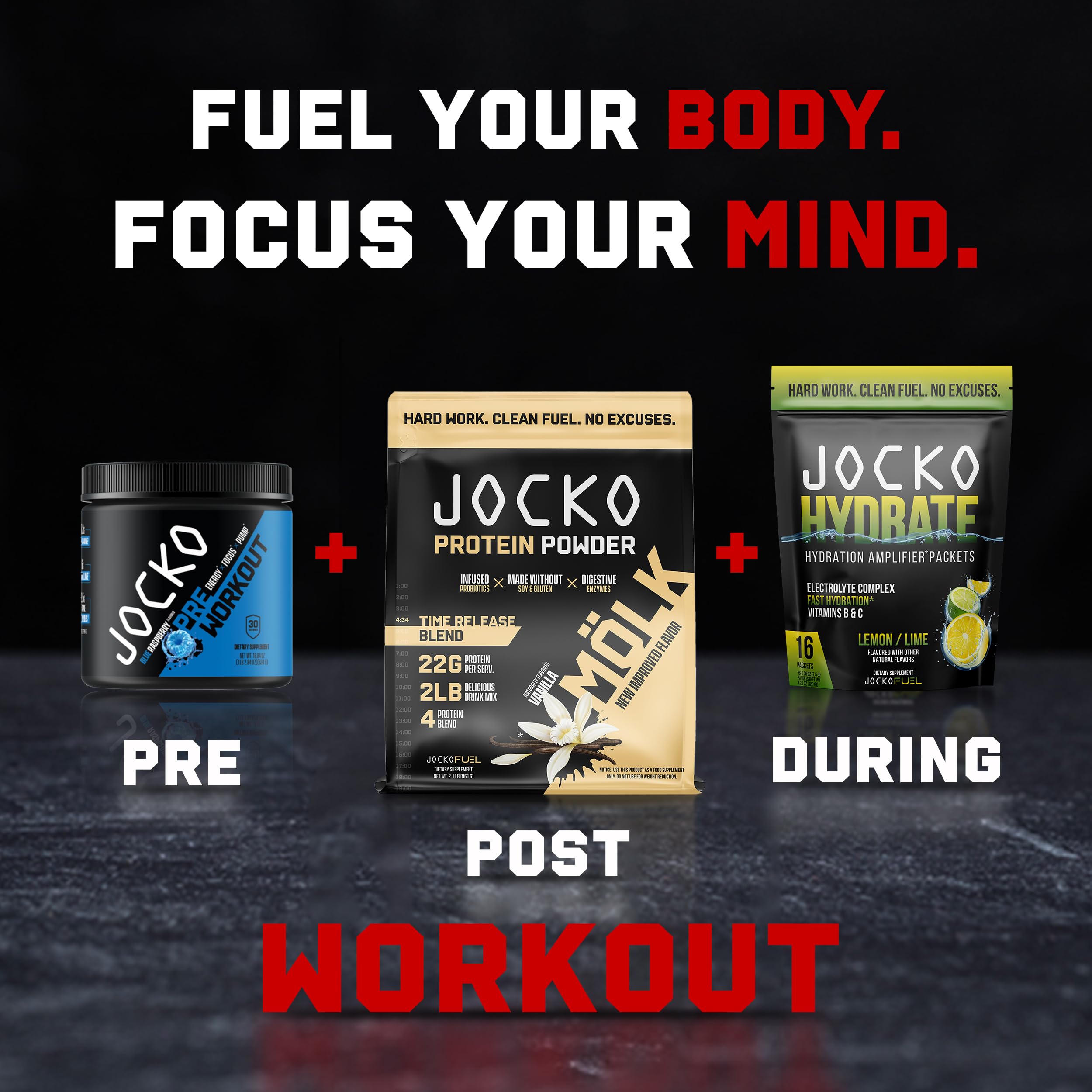 Jocko Fuel Pre Workout Powder - Sugar-Free Nootropic Energy


