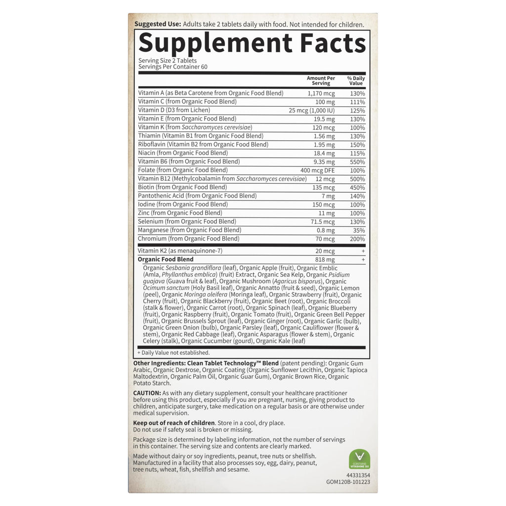 Garden of Life Organics Men's Multivitamin - Vegan Whole Food

