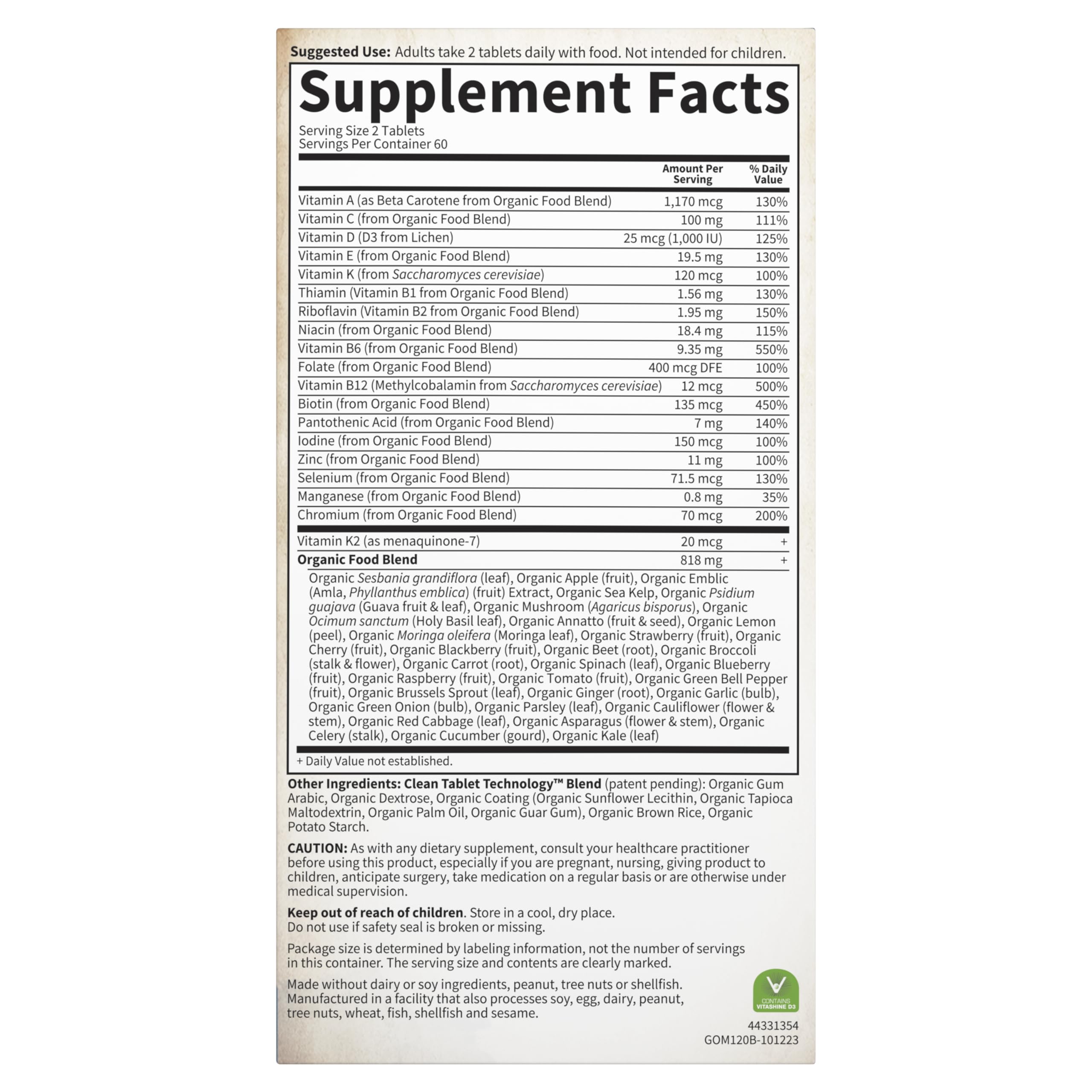 Garden of Life Organics Men's Multivitamin - Vegan Whole Food

