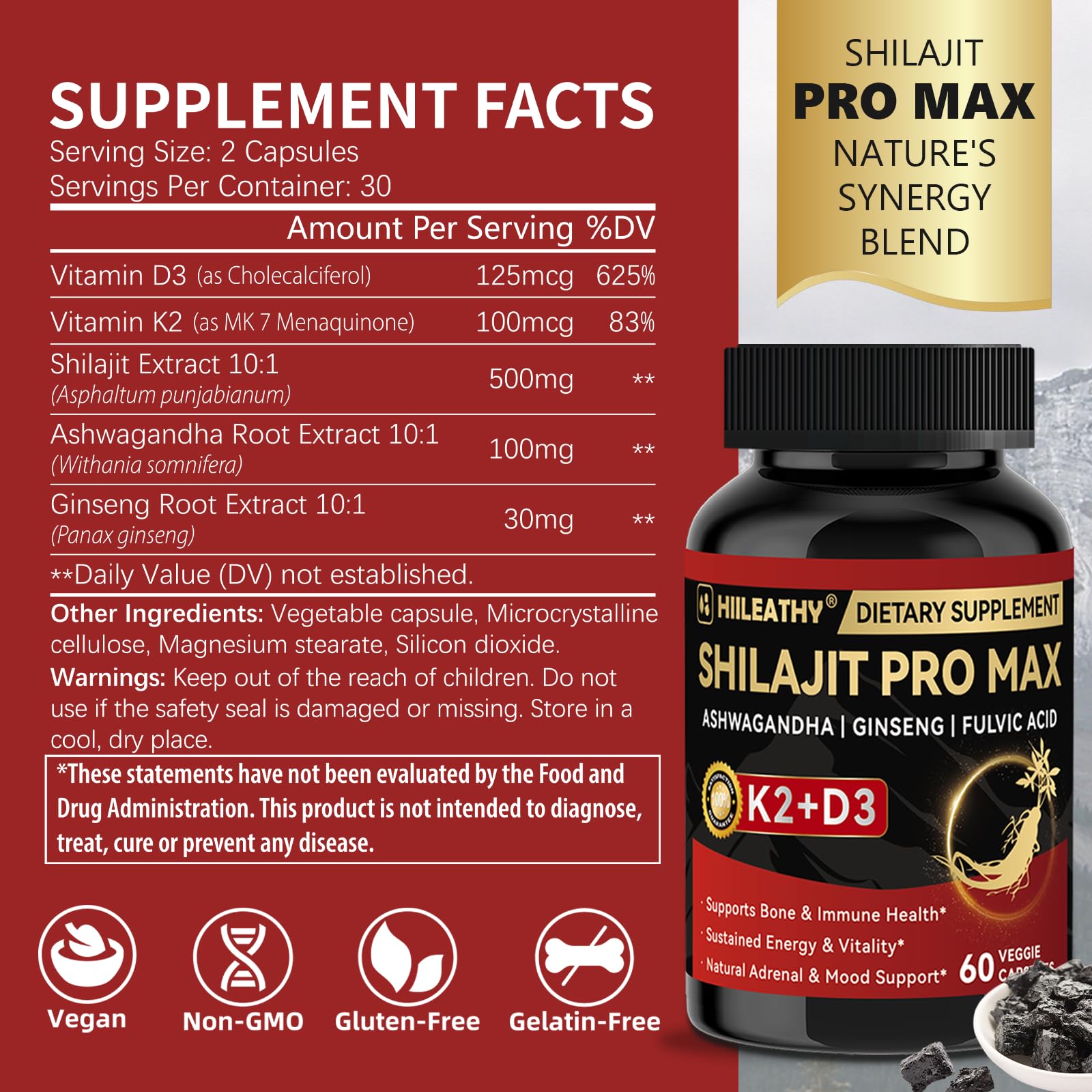Shilajit Pro Max Adaptogen Supplement for Energy

