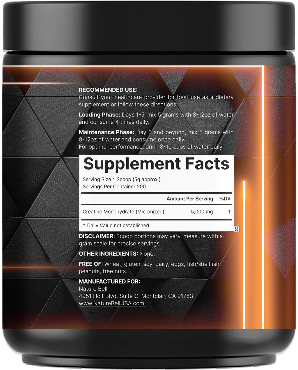 NatureBell Creatine Monohydrate Powder Micronized Unflavored

