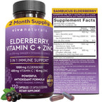 Viva Naturals Elderberry Immune Support Vitamin C D3 Zinc

