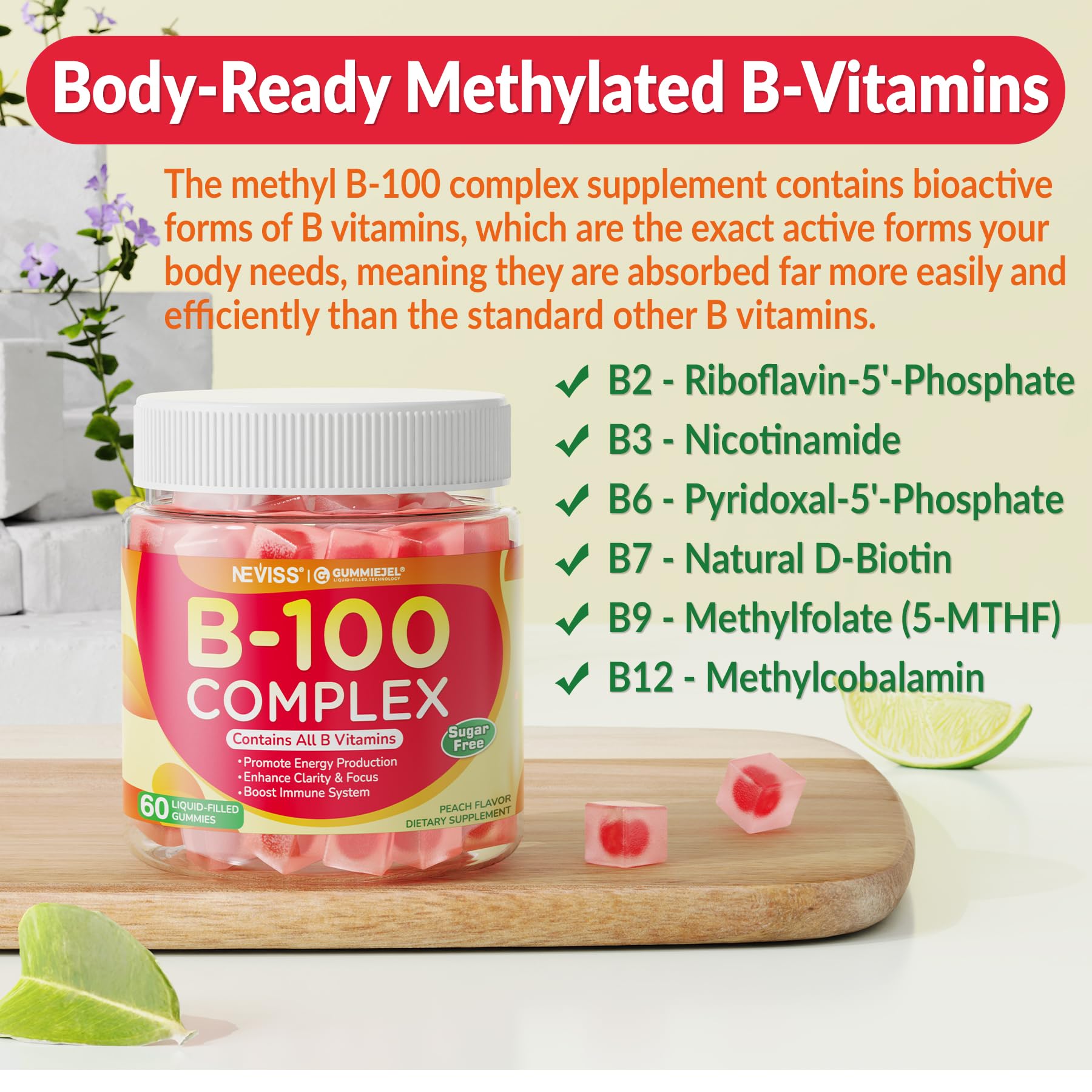 Neviss B Complex Gummies – Methylated B Vitamins

