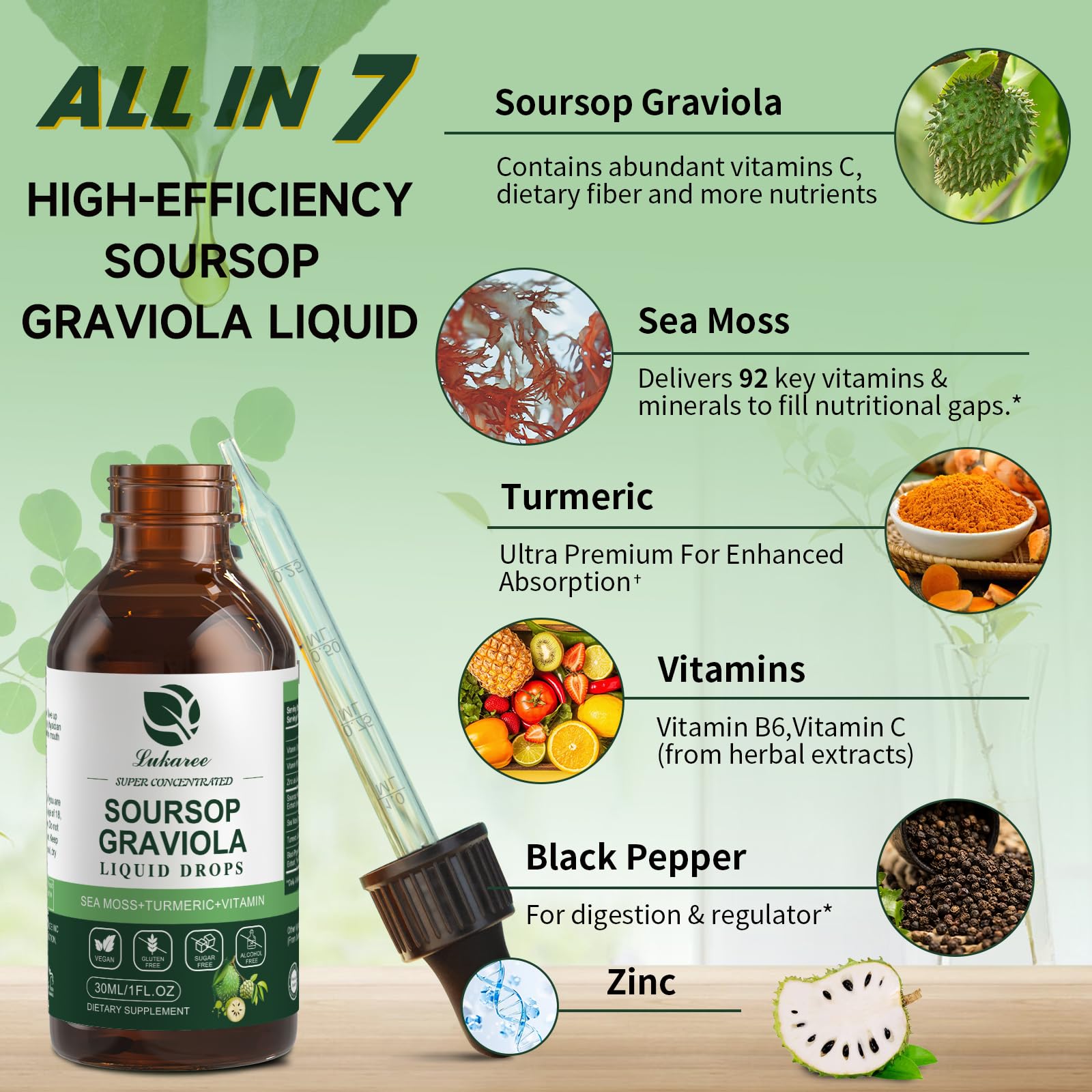 Lukaree Soursop Liquid Drops with Sea Moss for Immunity

