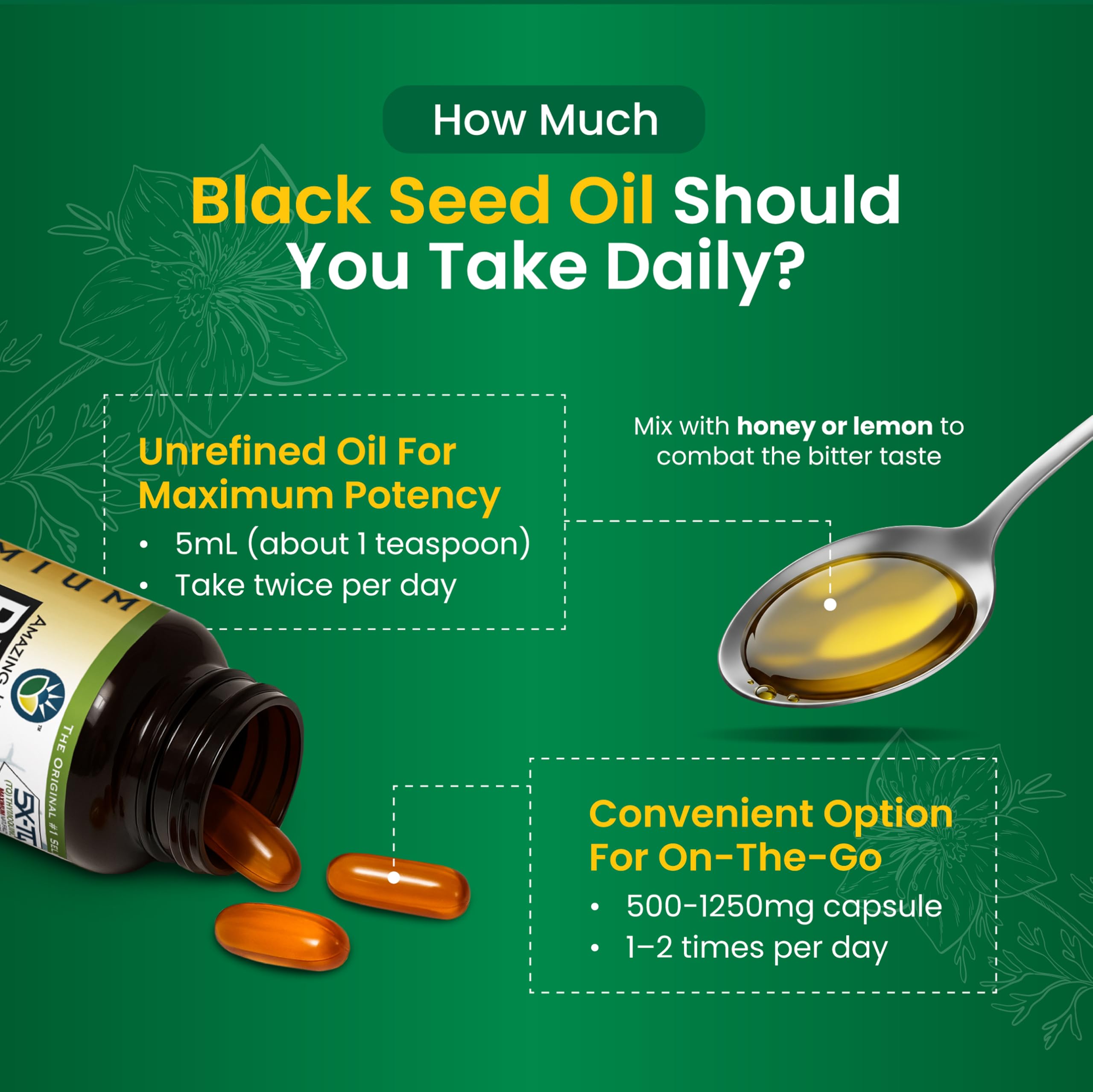 Amazing Herbs Black Seed Oil Liquid Dietary Supplement

