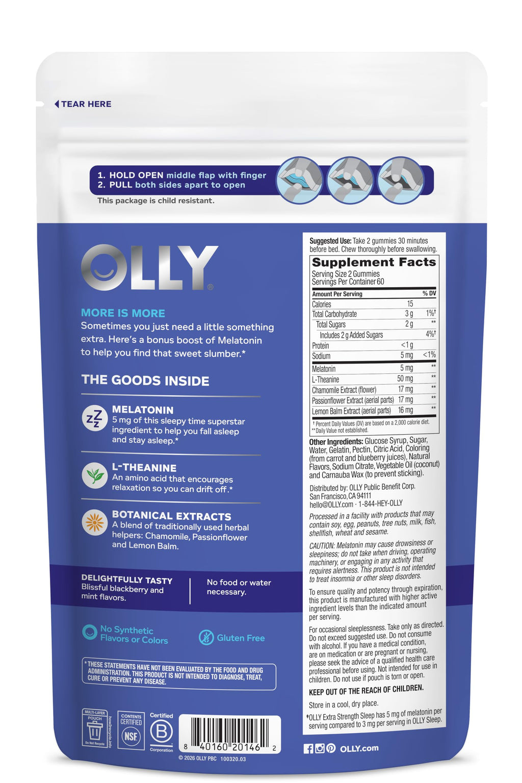 OLLY Extra Strength Sleep Gummies with Melatonin & L-Theanine

