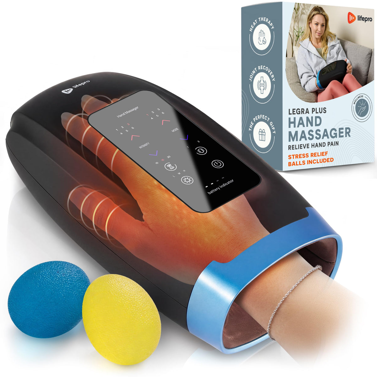 LifePro Legra Hand Massager with Heat and Compression