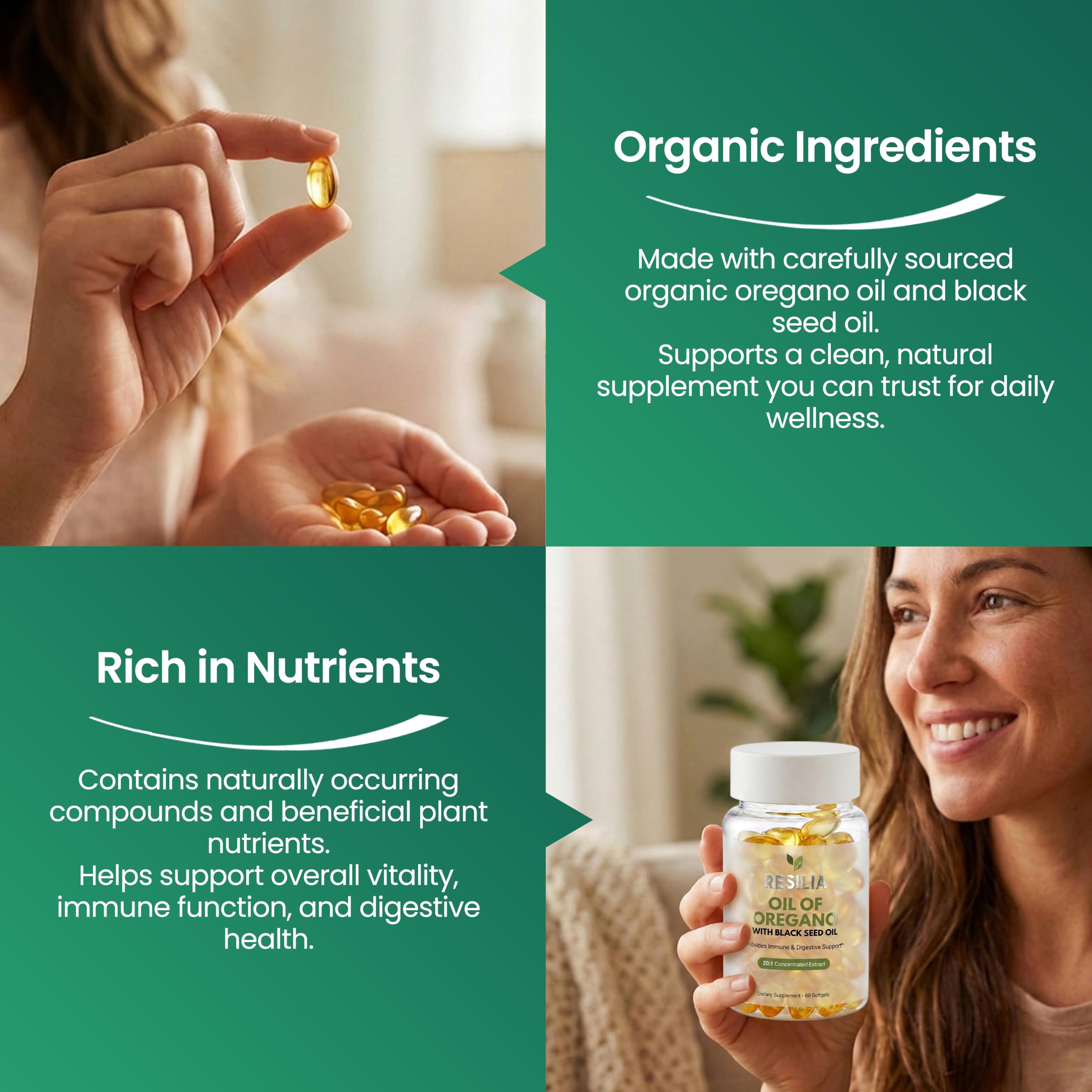 Resilia Oil of Oregano & Black Seed Softgels for Immunity

