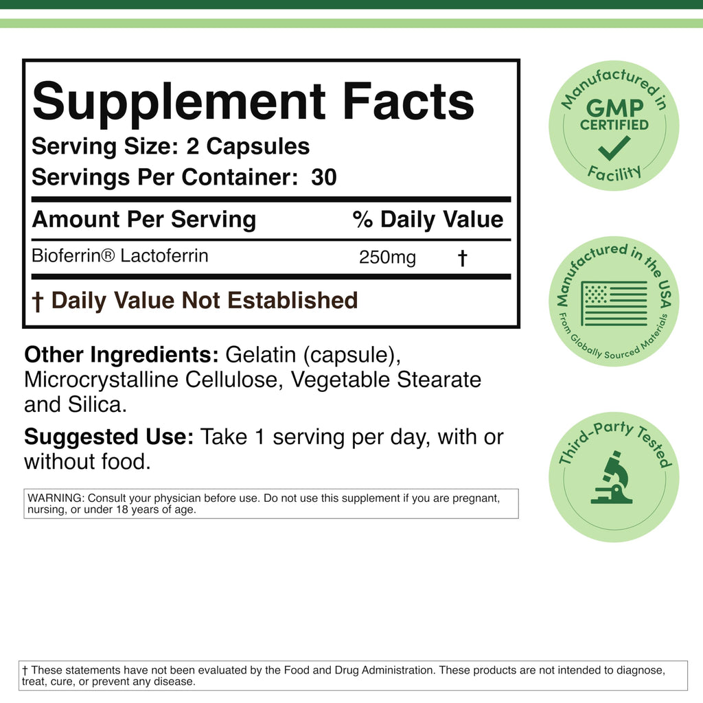 Bioferrin Lactoferrin Supplement 250 mg | Double Wood

