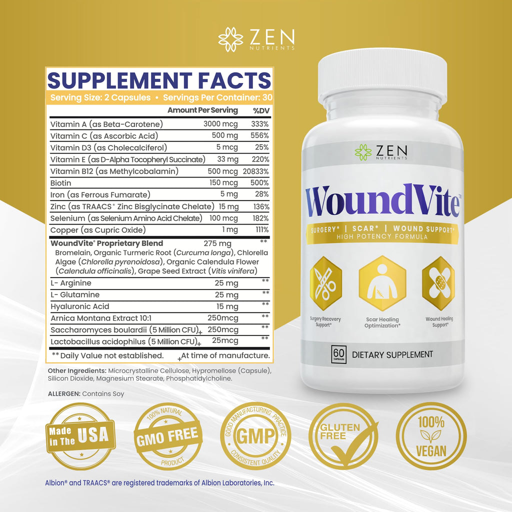 WoundVite Pre & Post Surgery Support by Zen Nutrients


