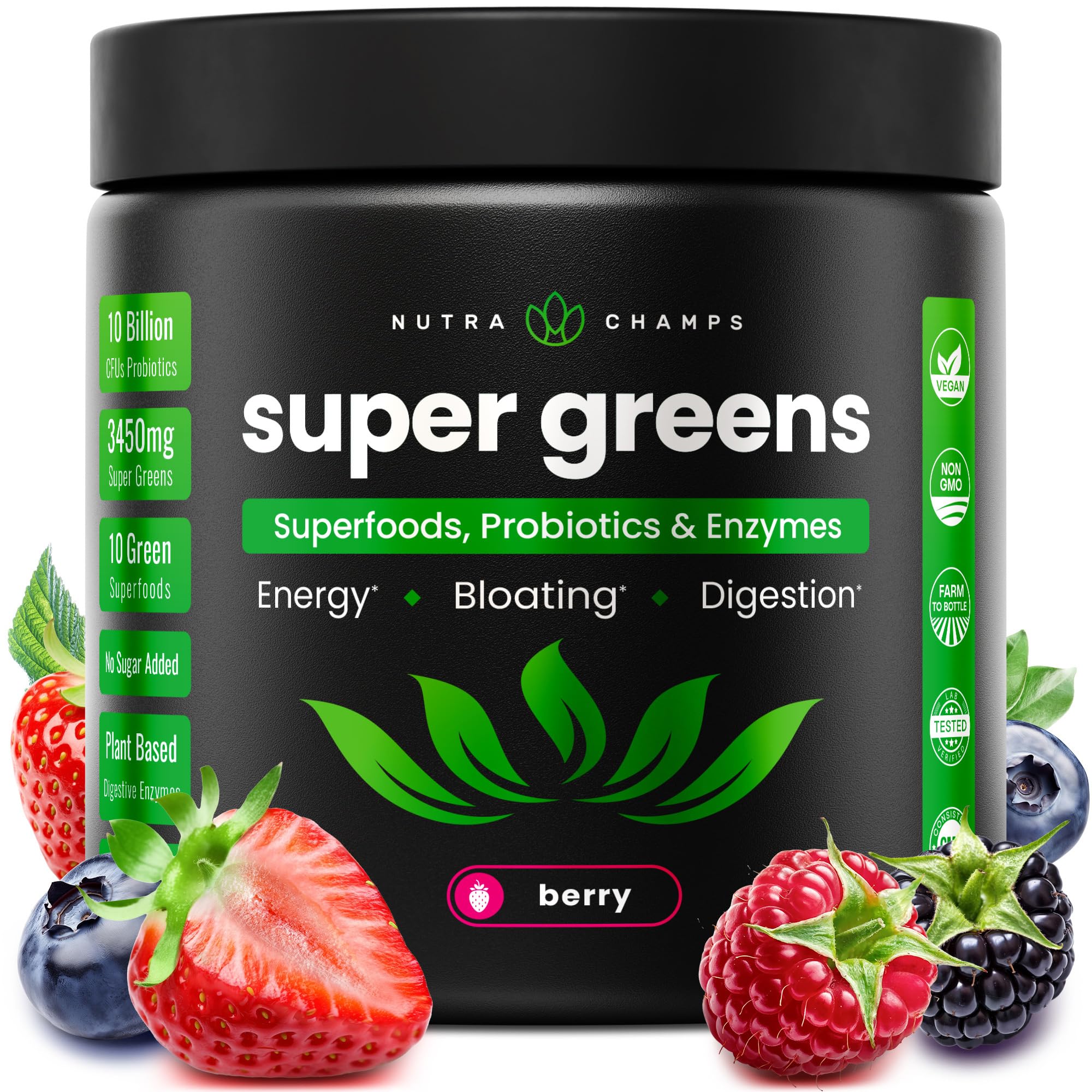 NutraChamps SuperGreens Powder - 40+ Superfoods & Probiotics

