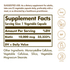 Solgar Biotin 10000 mcg Vegetarian Capsules for Hair & Skin

