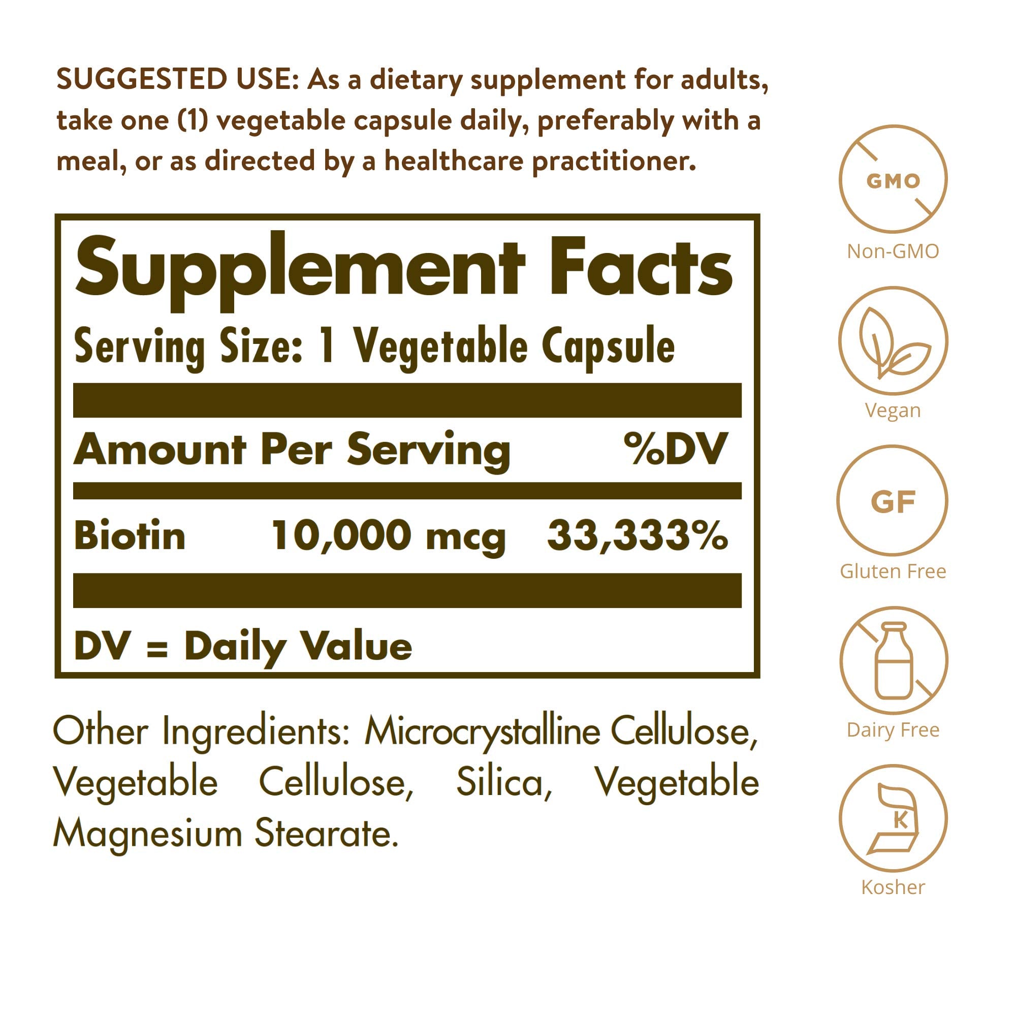 Solgar Biotin 10000 mcg Vegetarian Capsules for Hair & Skin

