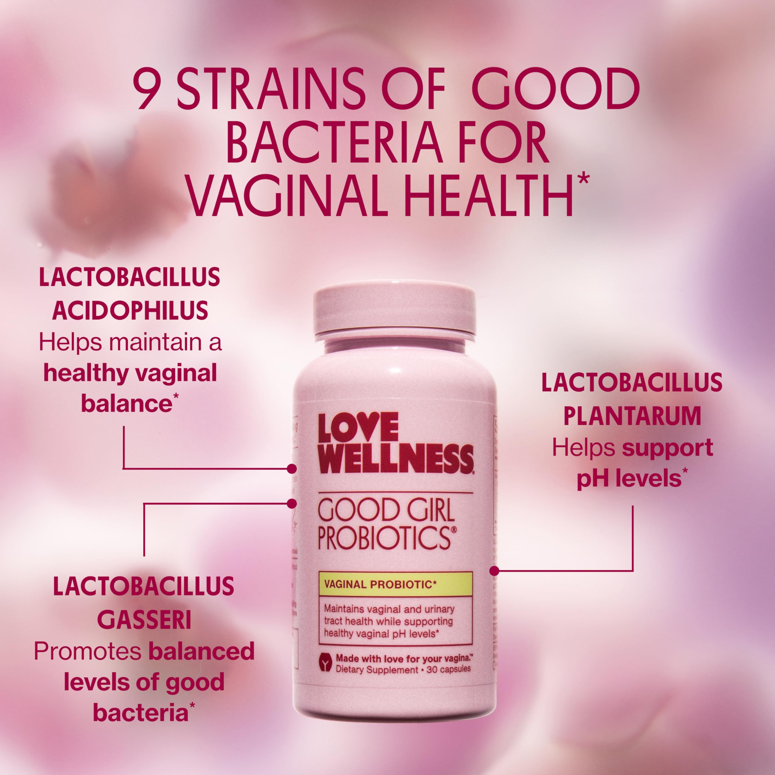 Love Wellness Good Girl Probiotics | 9-Strain Vaginal Health

