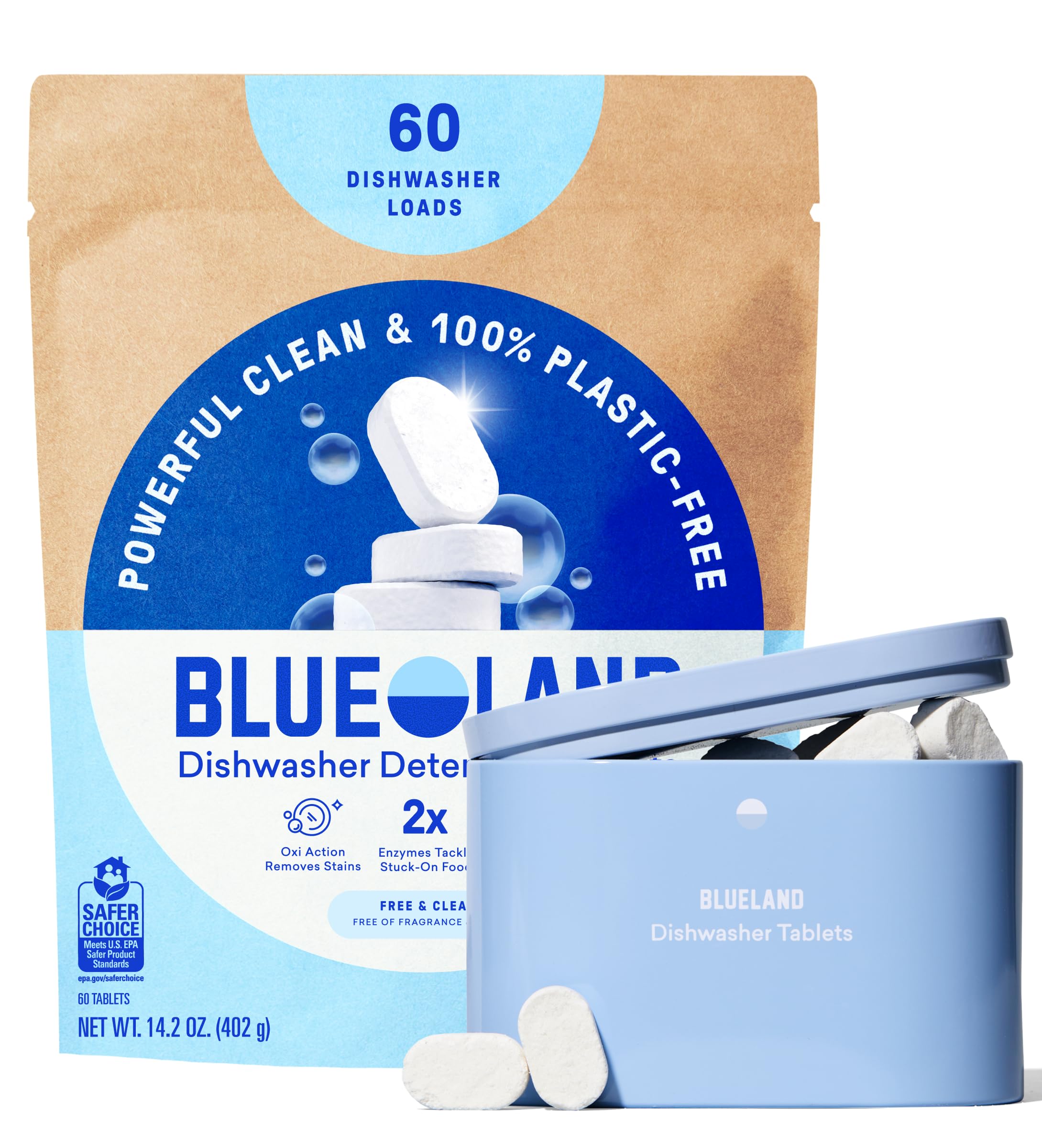 BLUELAND Plastic-Free Dishwasher Detergent Tablets