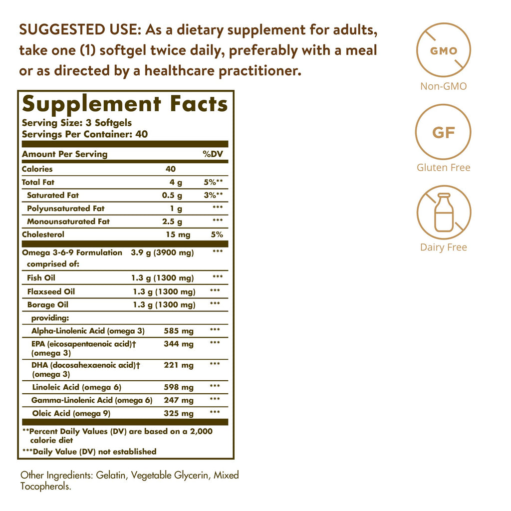 Solgar Omega Fatty Acid Softgels | Dietary Supplement


