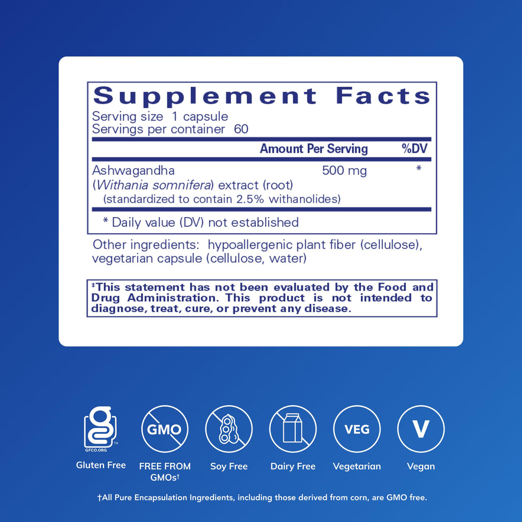Pure Encapsulations Ashwagandha 500 mg | Immune Support

