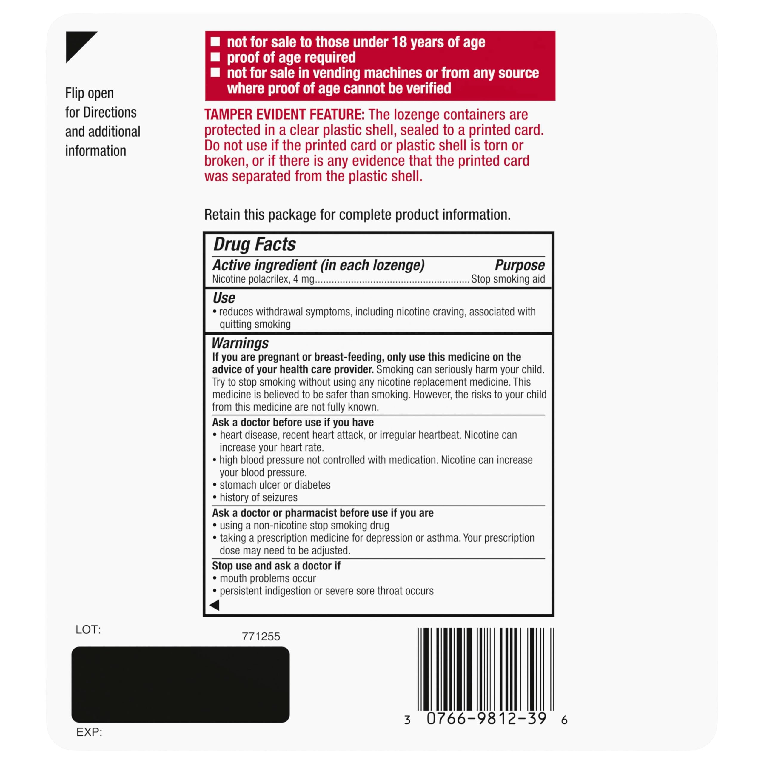 Nicorette 4 mg Coated Lozenges Ice Mint - Quit Smoking Aid

