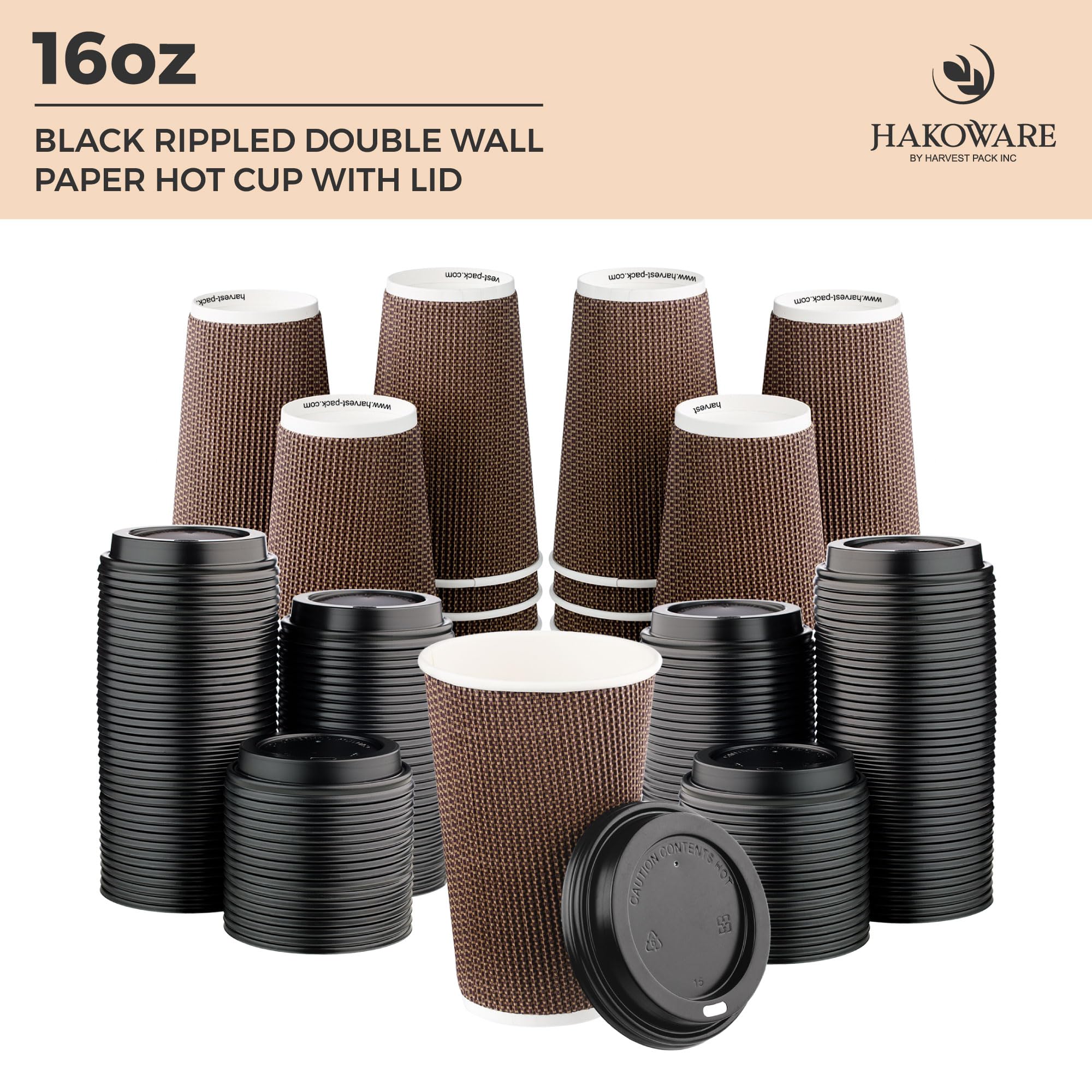 Harvest Pack 16 oz Disposable Coffee Cups with Lids

