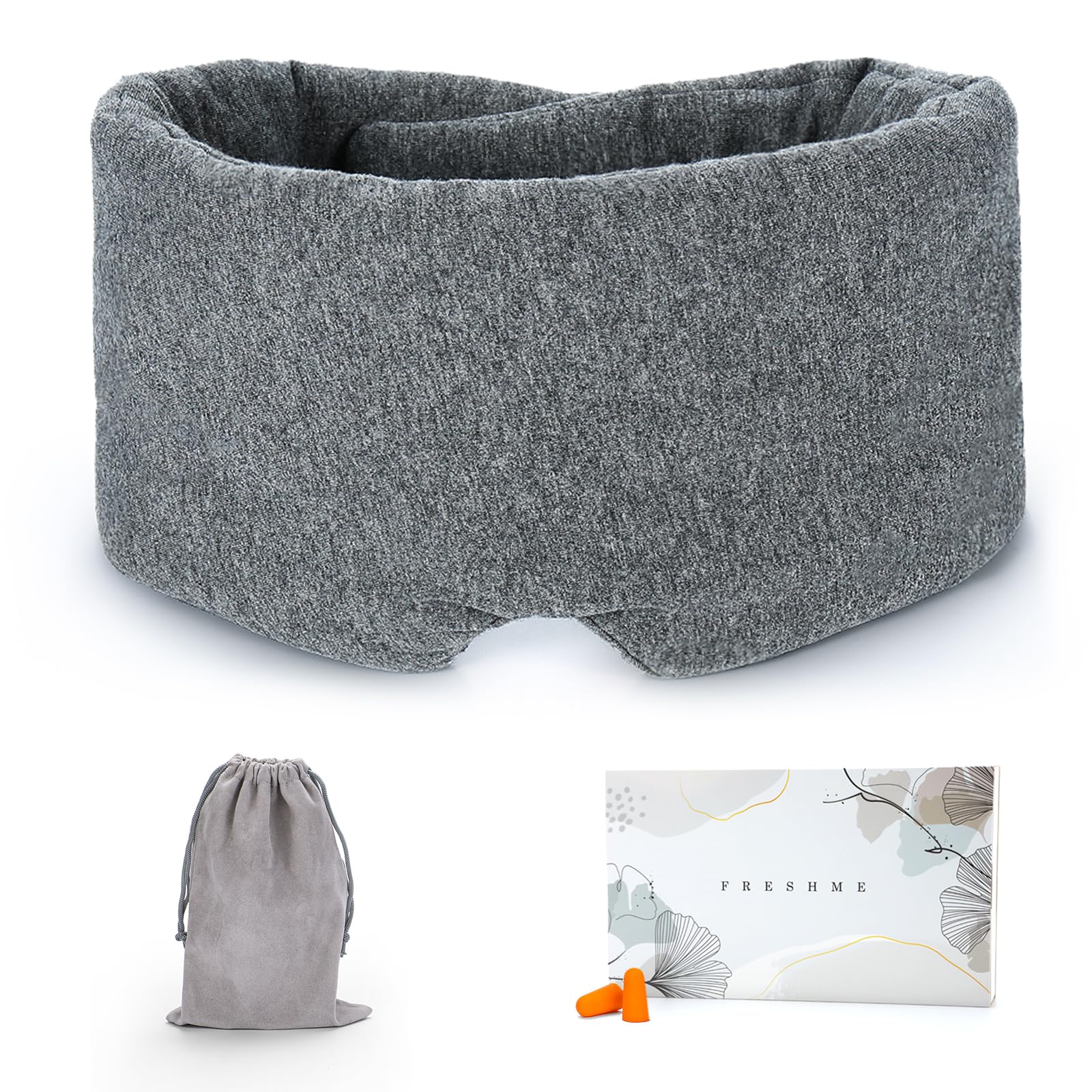 FRESHME Cotton Sleep Eye Mask - Blackout, Adjustable Velcro Strap