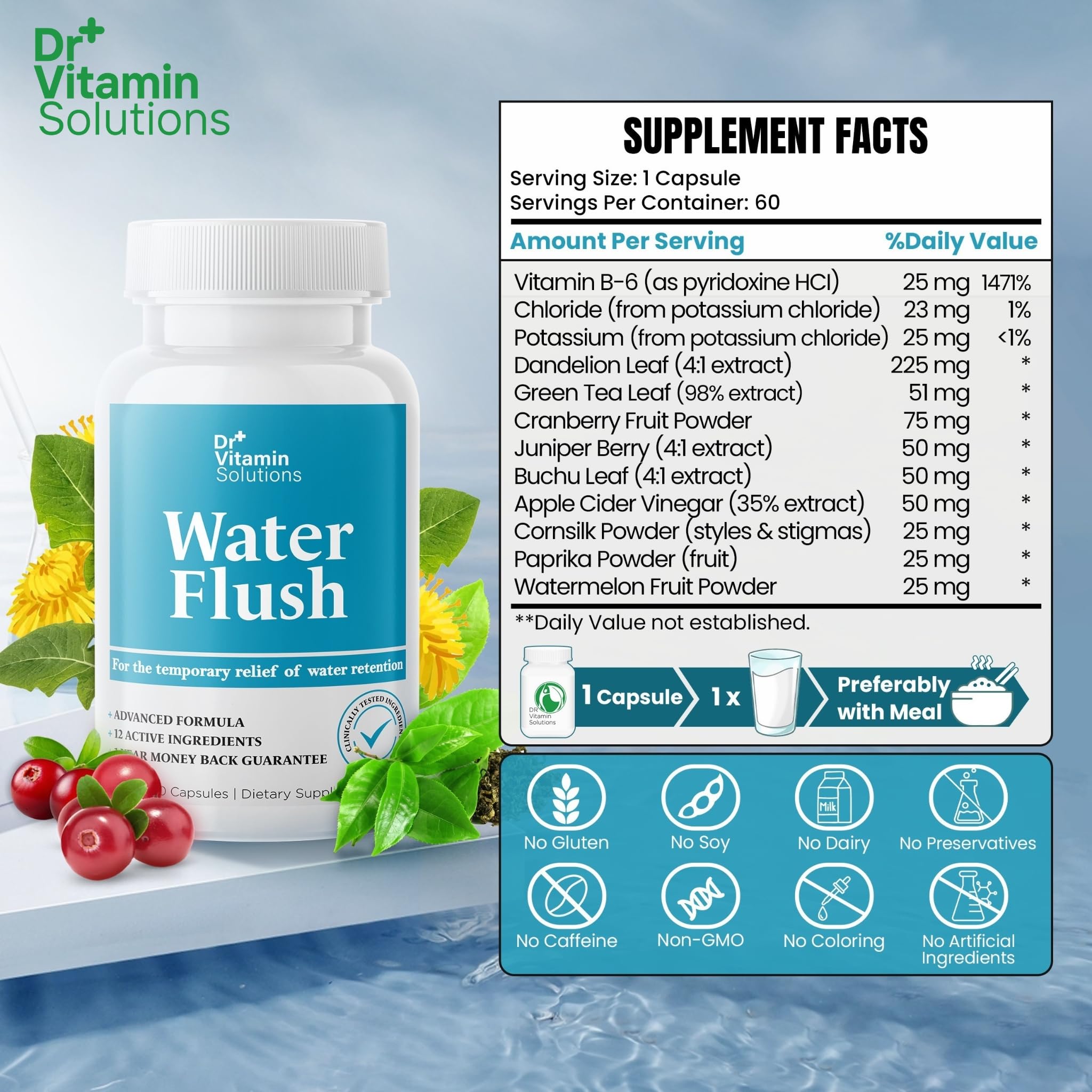 Dr. Vitamin Solutions Diuretic Water Pills for Bloat

