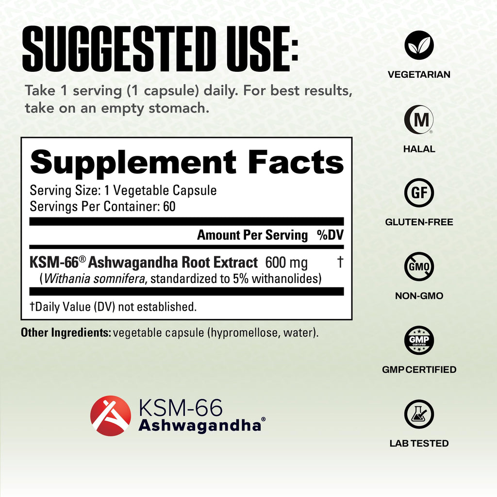 NutraBio Ashwagandha KSM-66 | Stress & Mood Support

