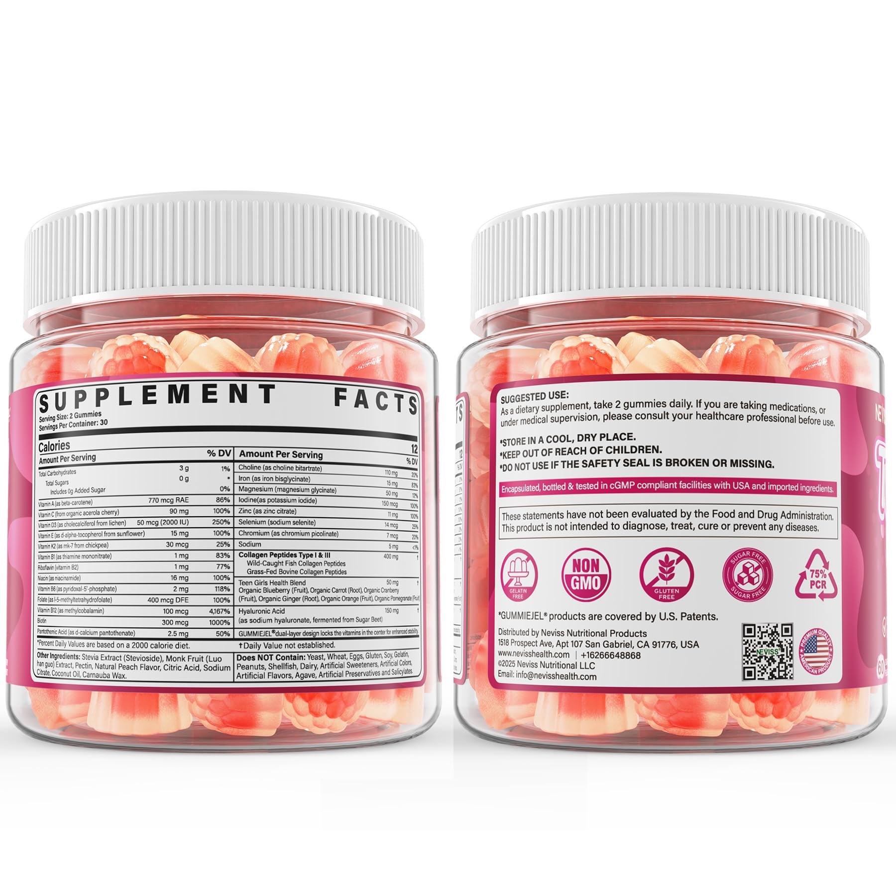 NEVISS Teen Girl Methylated Multivitamin Gummies

