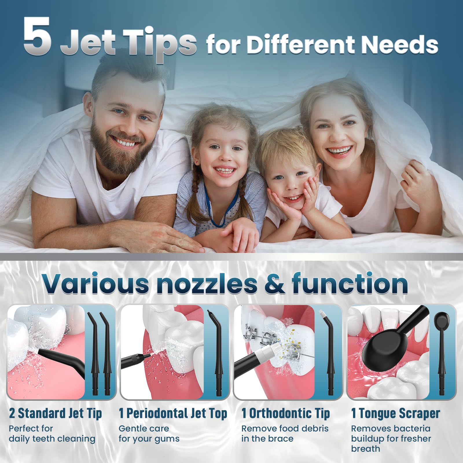 OasiSmile Cordless Water Flosser for Teeth | 4 Modes


