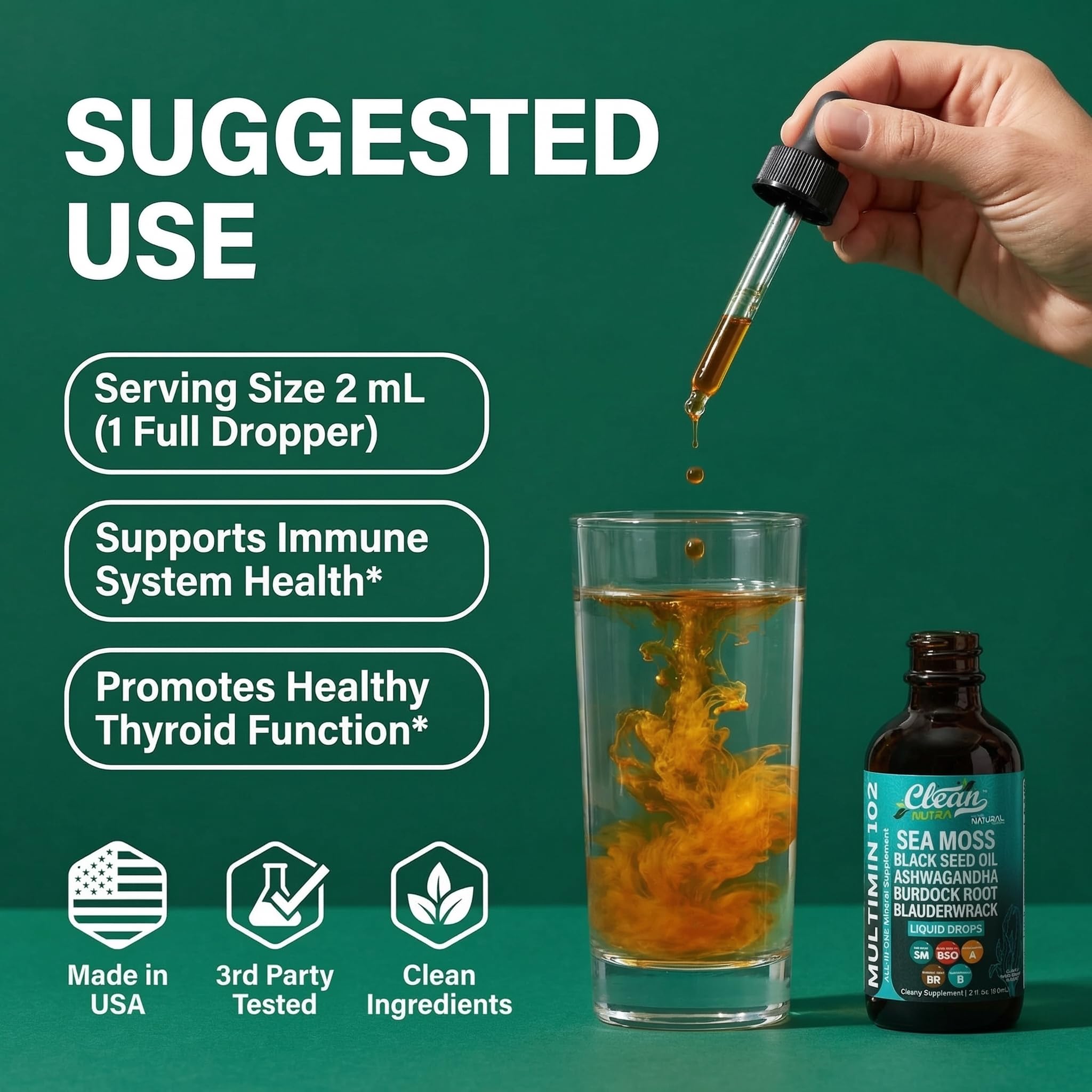 Clean Nutra Sea Moss Drops MultiMineral Liquid | Vegan

