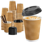 SIUQ Coffee Cups - Insulated Disposable Cups with Lids

