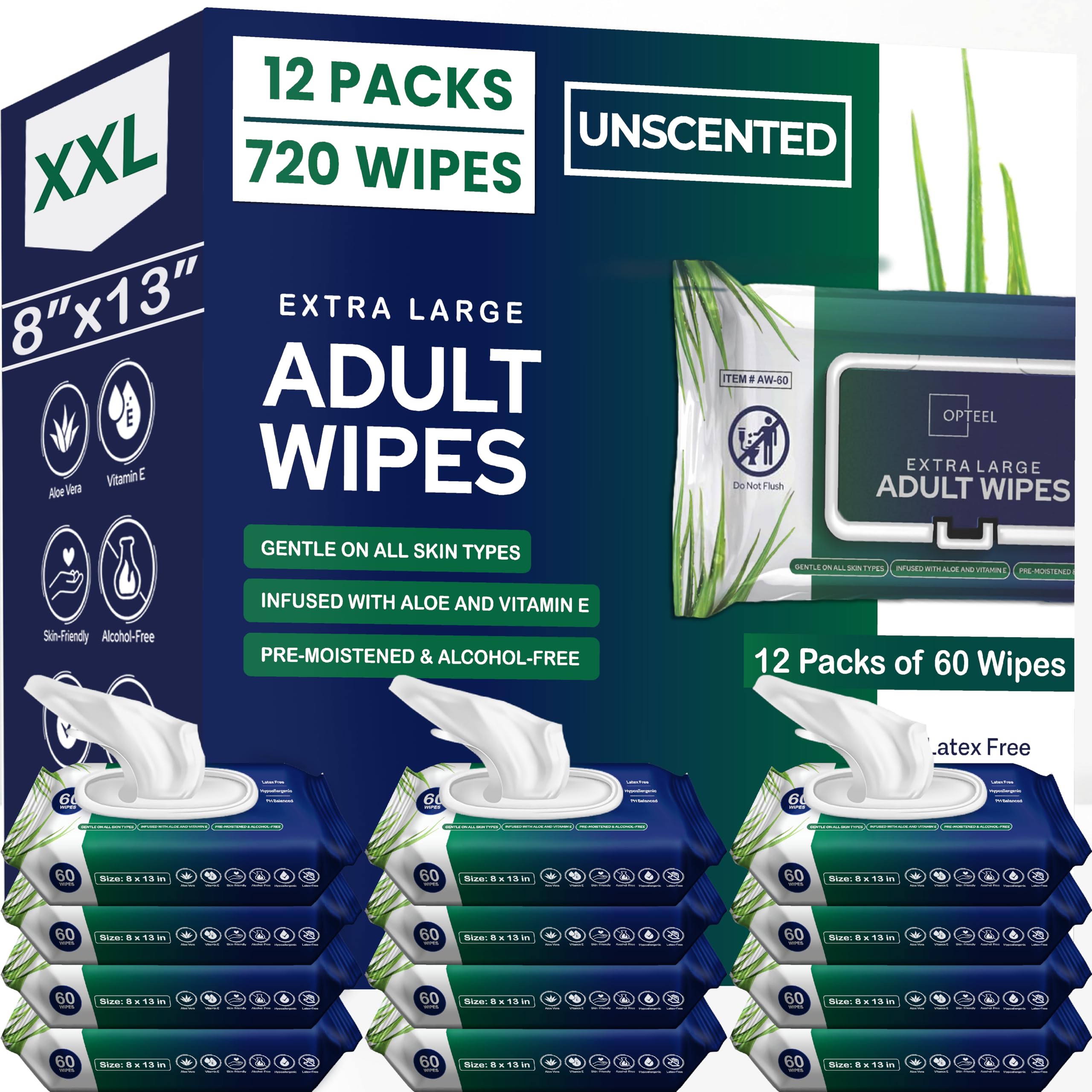OPTEEL Adult Wet Wipes for Incontinence and Elder Care

