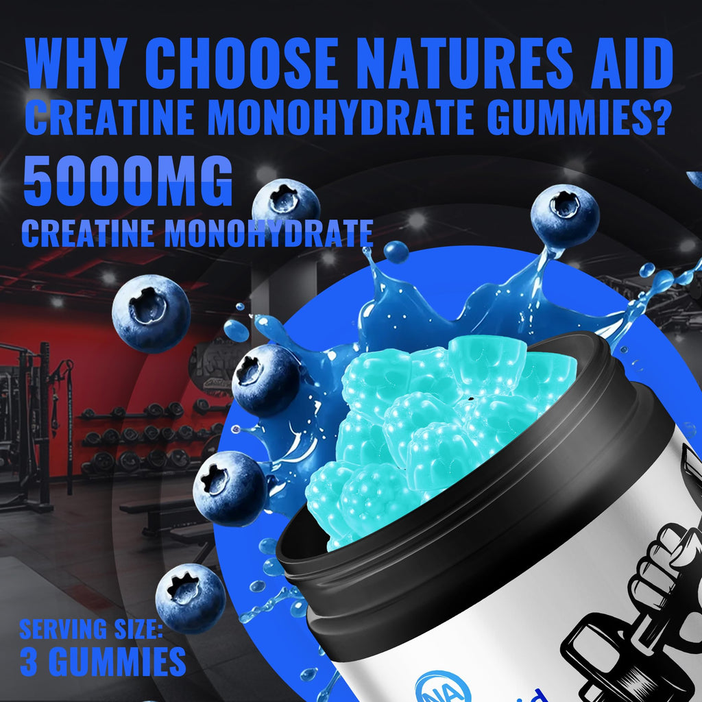 Creatine Monohydrate Gummies | Natures Aid 5g – Pre-Workout

