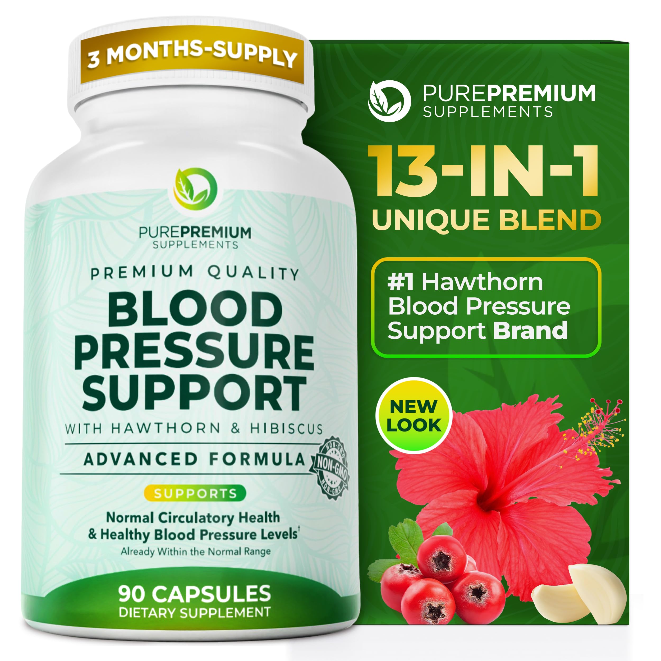 PurePremium Blood Pressure Support | Hawthorn & Garlic


