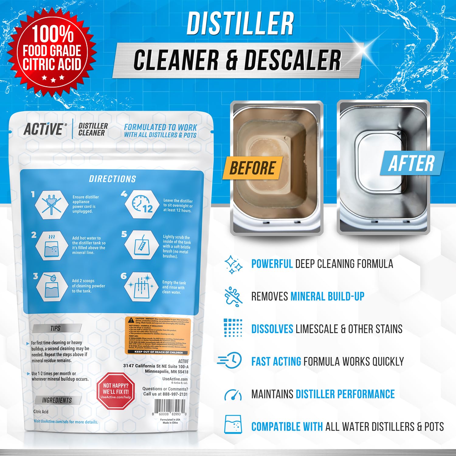 ACTIVE Distiller Descaler Citric Acid Cleaner

