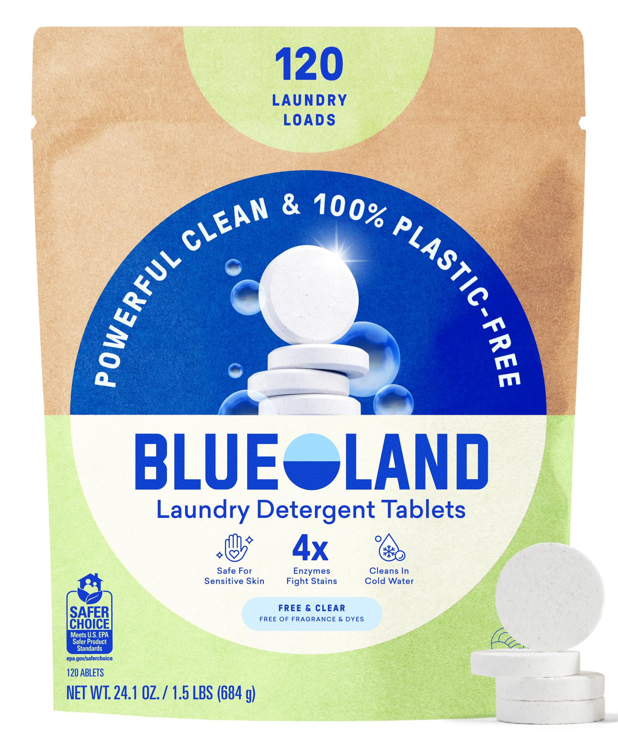 BLUELAND Laundry Detergent Tablets - Plastic-Free & Eco-Friendly

