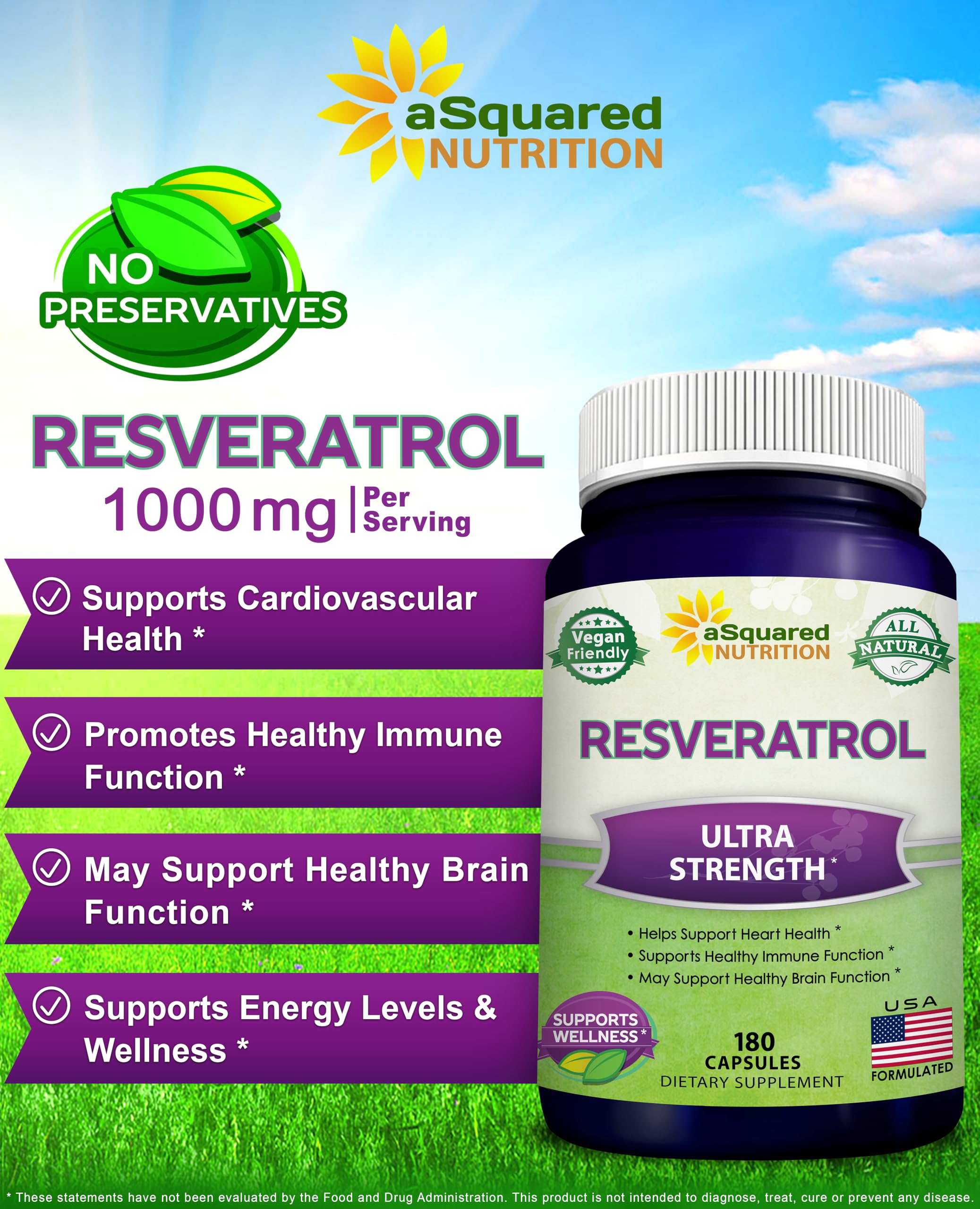 Resveratrol Capsule Dietary Supplement - 100% Natural

