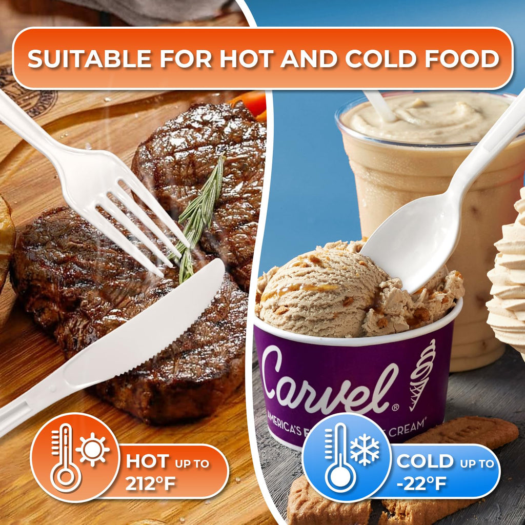 Disposable Plastic Cutlery Set - Heavy-Duty Forks & Spoons

