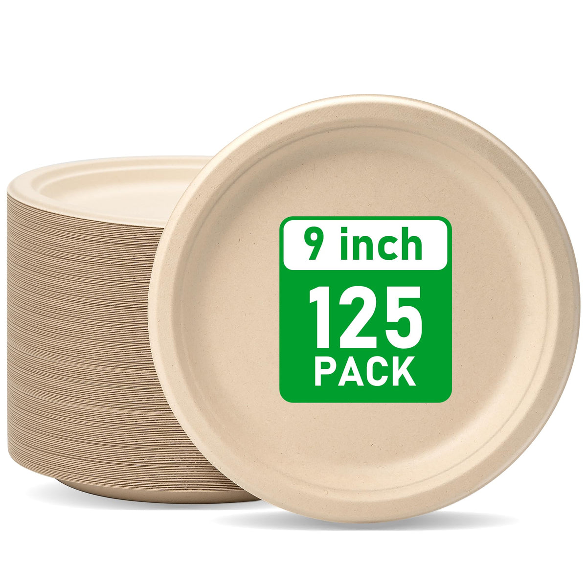 RACETOP Compostable Paper Plates - Heavy Duty Biodegradable Disposable Dinnerware