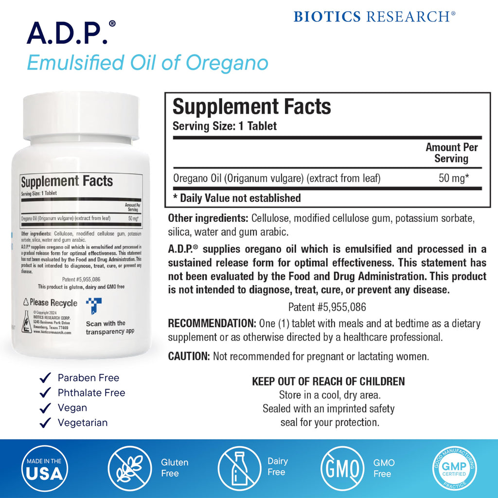 Oil of Oregano A.D.P. by Biotics Research - GI Health

